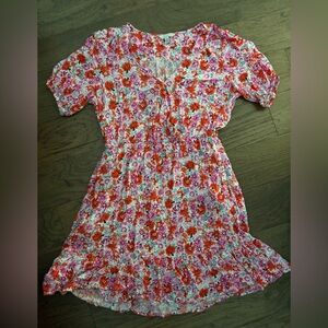 Floral Mini Dress in Pink and Red